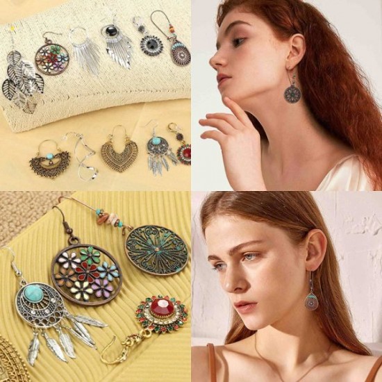 12 Pairs Bohemian Vintage Drop Dangle Earrings For Women Statement Tassel Boho Earring Set Christmas Jewelry 12 Pairs Bohemian Vintage Drop Dangle Earrings For Women Statement Tassel Boho Earring Set Christmas Jewelry